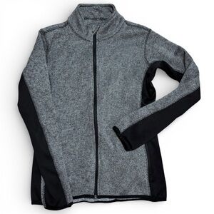 MNY Marc New York Herringbone Zip Jacket. Size Small | Black & Gray | Mock Neck